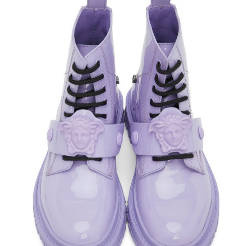 NEW Versace Lilac Lavender Light Purple Medusa Buckle Boots SIZE 40
